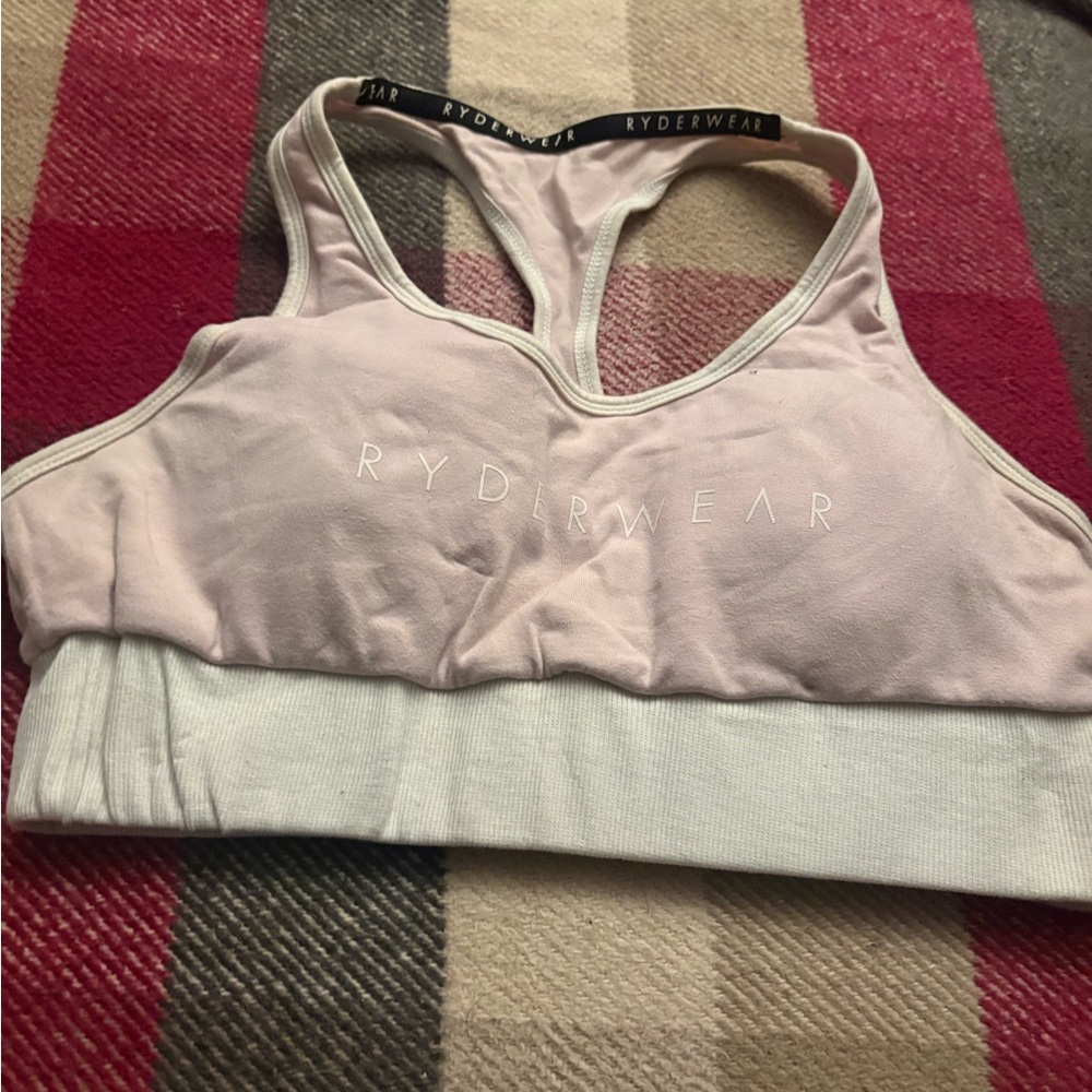 Ryderwear Women's Light Pink and White Sports Bra